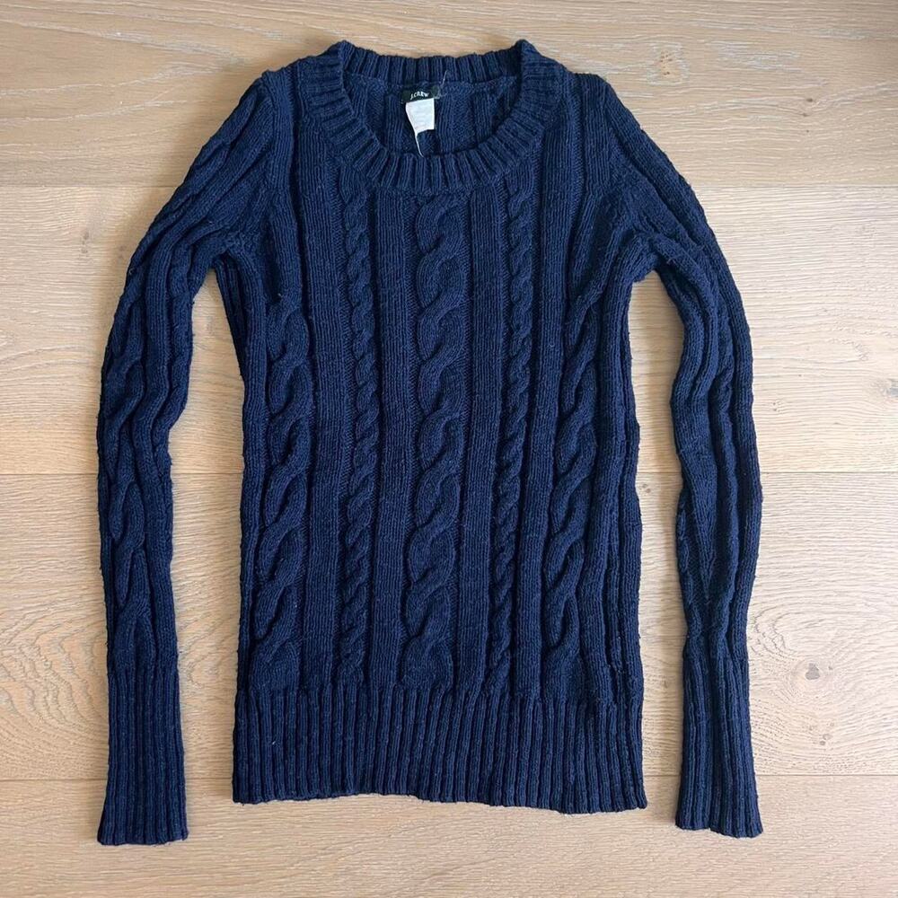 ***SOLD on Depop*** Navy Blue J. Crew Cotton Cable Knit Sweater - XXS